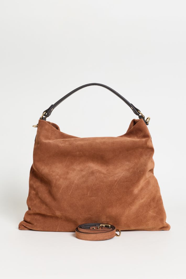 Borsa in pelle scamosciata - MARRONE - Intrend - 3