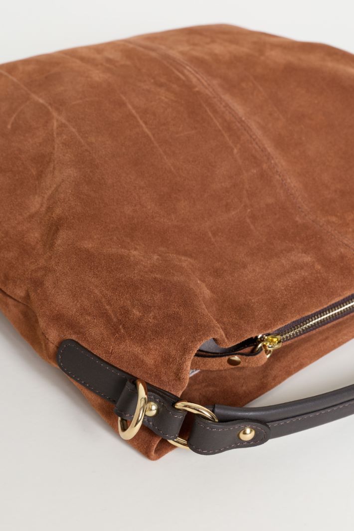 Borsa in pelle scamosciata - MARRONE - Intrend - 4