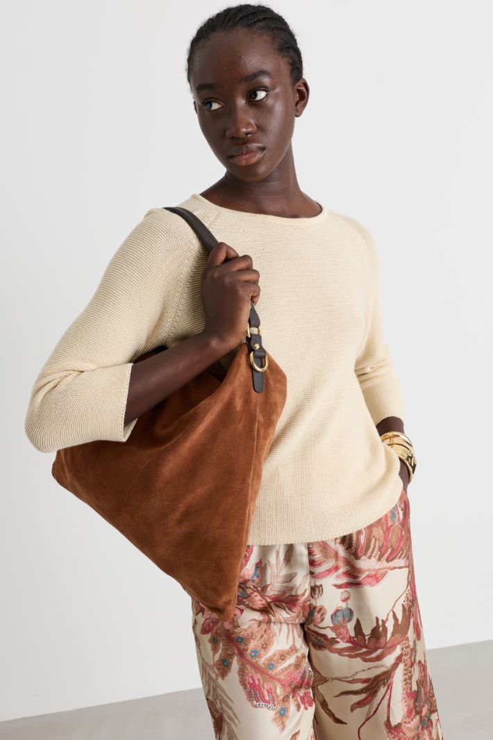 Borsa in pelle scamosciata - MARRONE - Intrend - 5