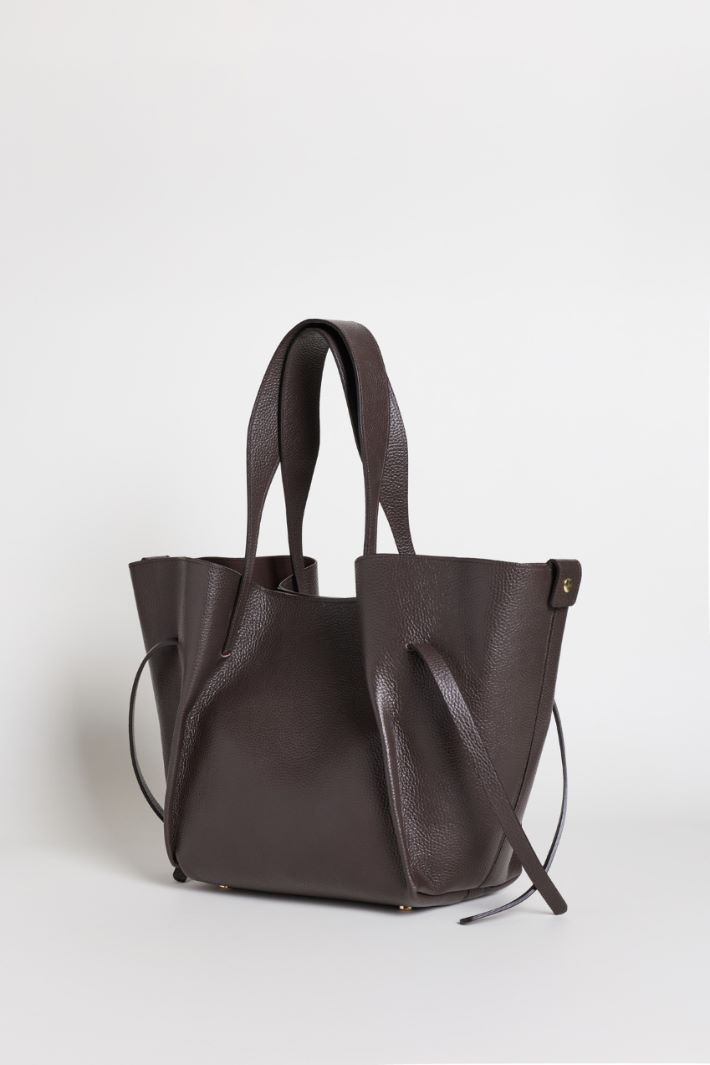 Leather trapeze bag - BROWN - Intrend - 2