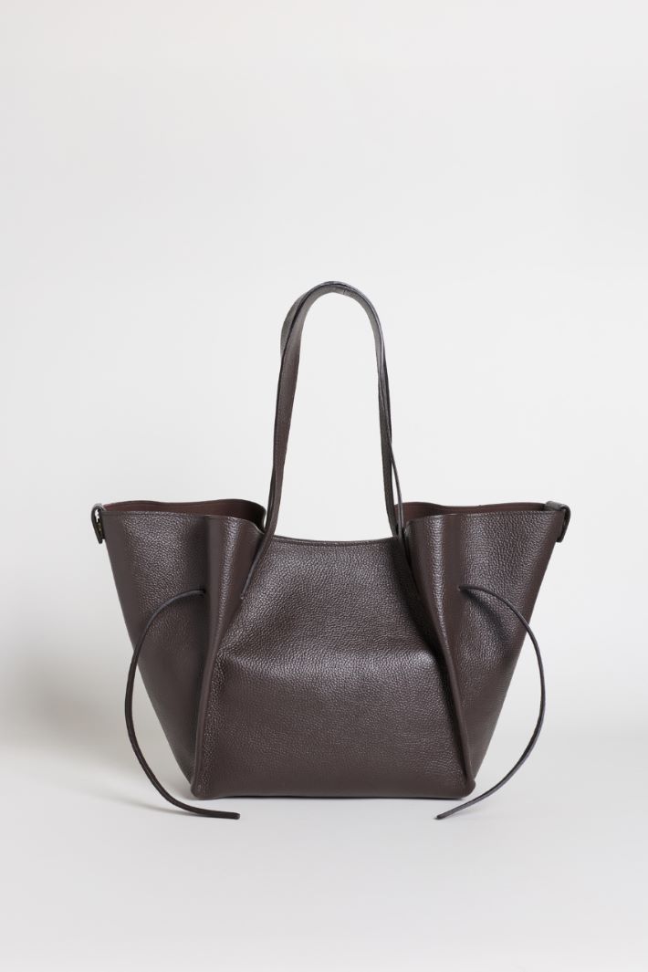 Leather trapeze bag - BROWN - Intrend - 3