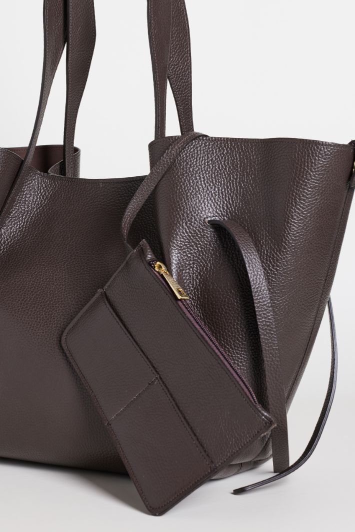 Leather trapeze bag - BROWN - Intrend - 4
