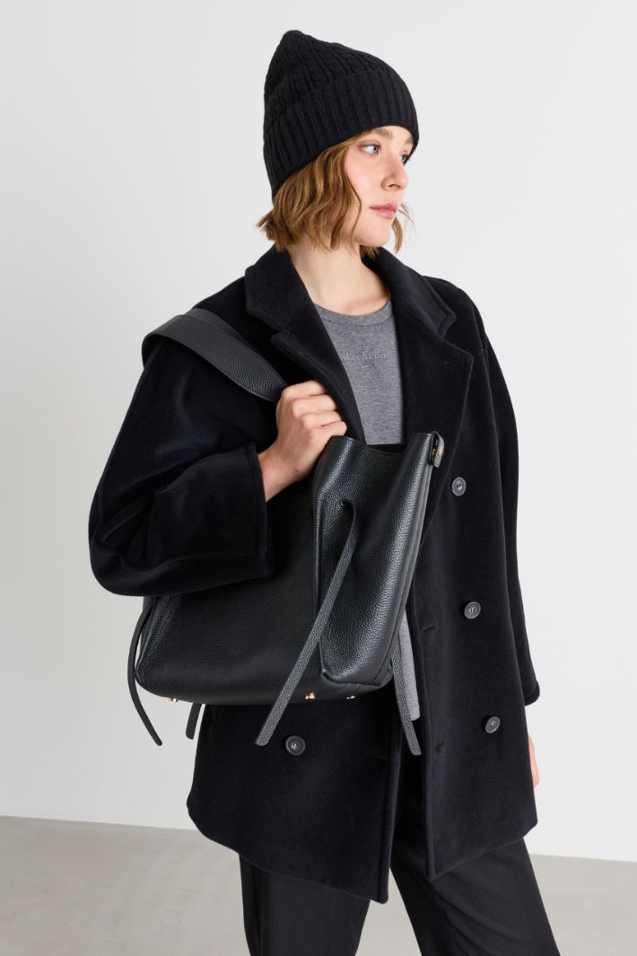 Leather trapeze bag - BLACK - Intrend - 5