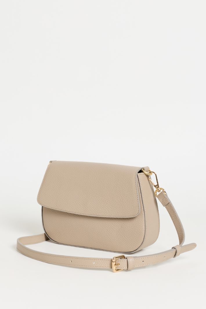 Tumbled leather shoulder bag - BEIGE - Intrend - 2