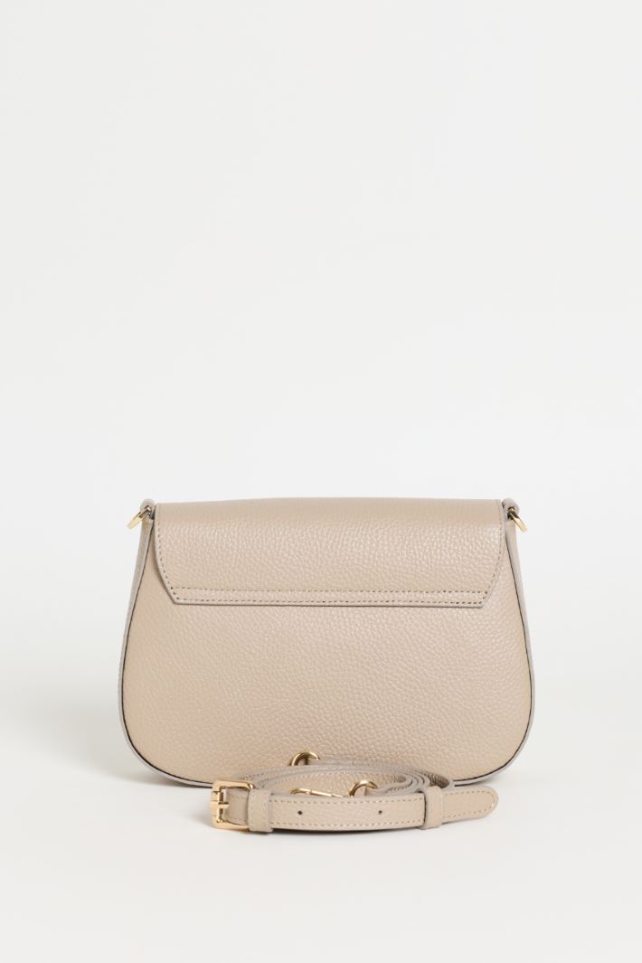 Tumbled leather shoulder bag - BEIGE - Intrend - 3