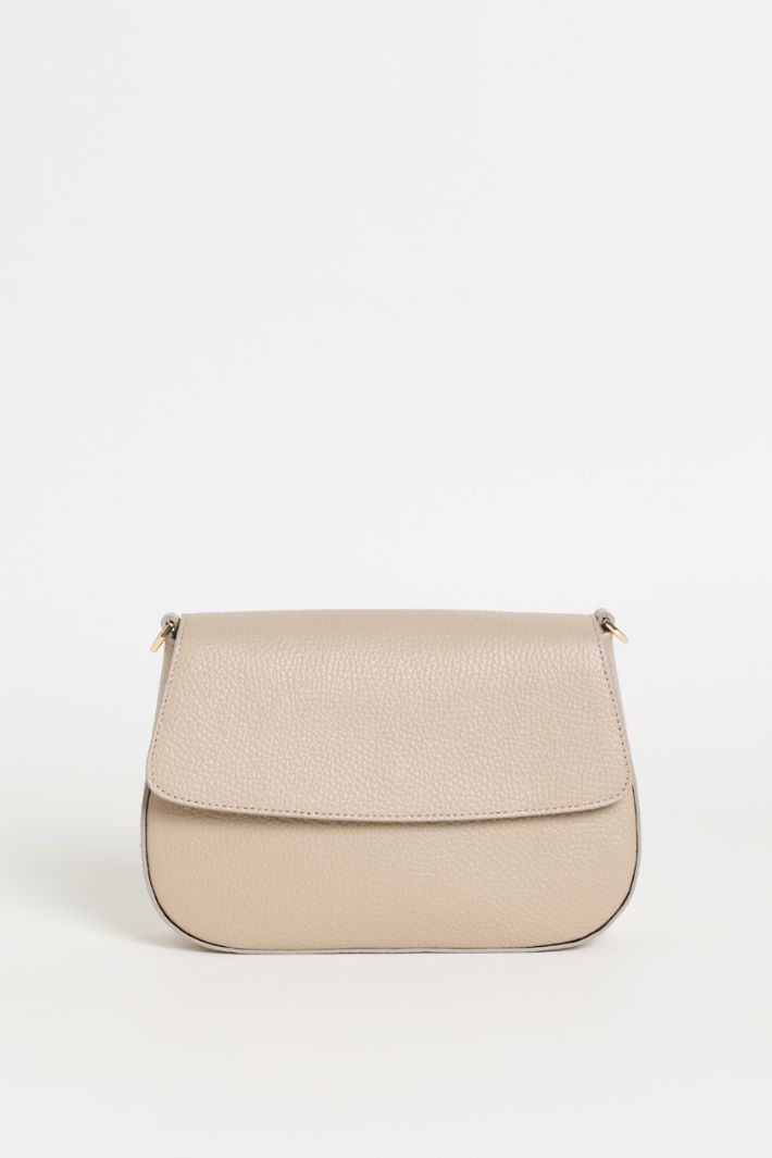 Tumbled leather shoulder bag - BEIGE - Intrend