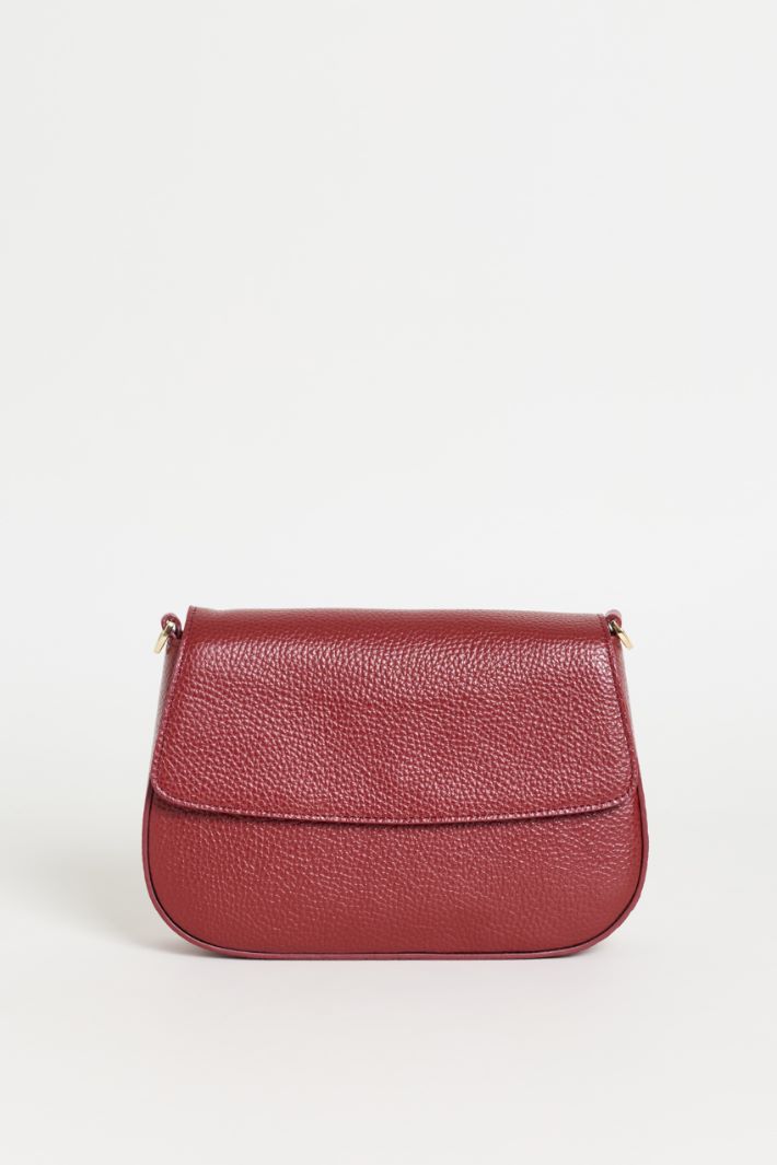 Tumbled leather shoulder bag - RED - Intrend