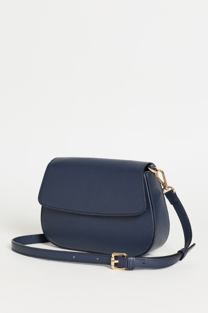 Tumbled leather shoulder bag - BLUE - Intrend - 2