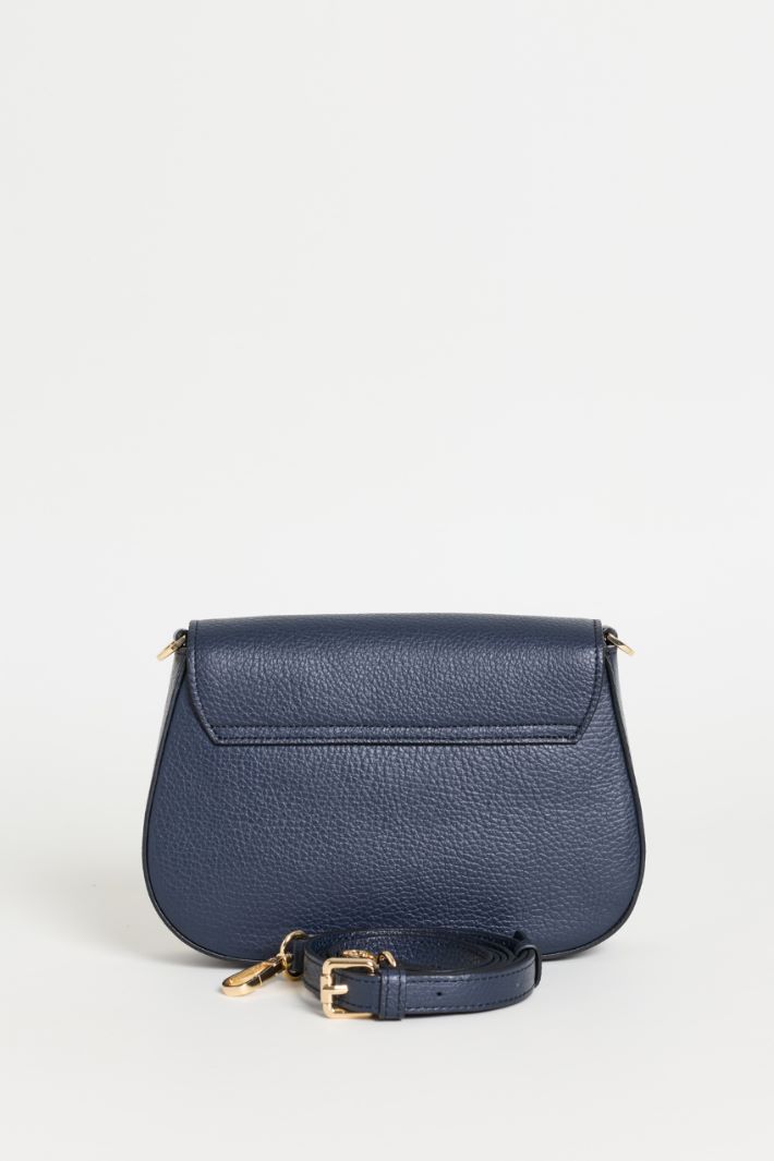 Tumbled leather shoulder bag - BLUE - Intrend - 3
