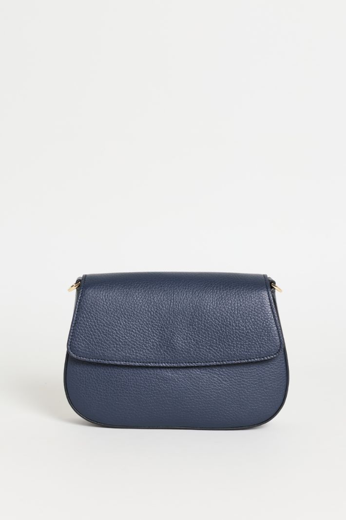 Tumbled leather shoulder bag - BLUE - Intrend