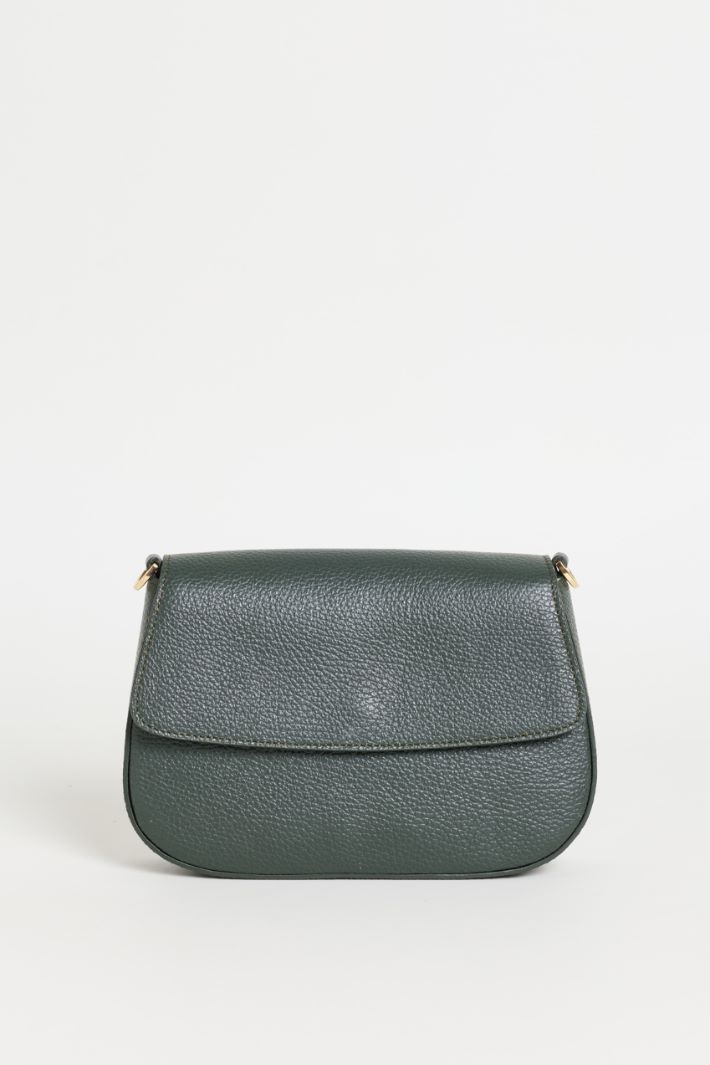 Tumbled leather shoulder bag - GREEN - Intrend