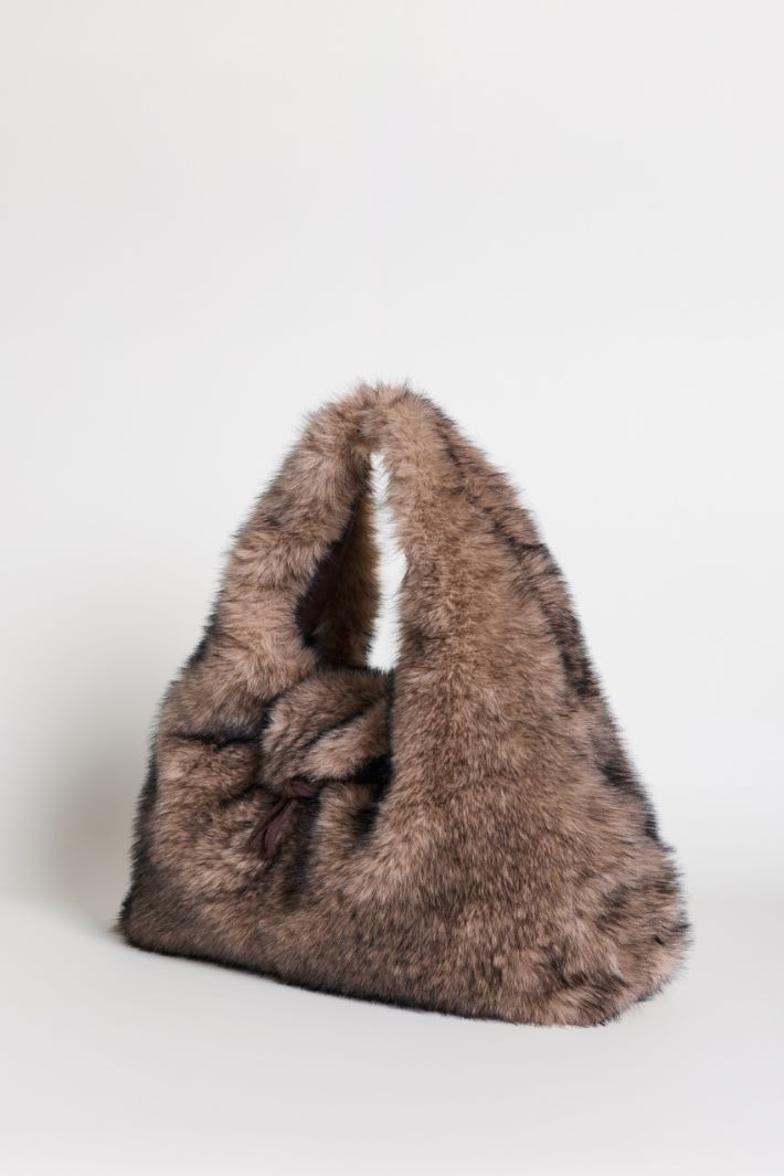 Maxi shopper in tessuto morbido e caldo - BEIGE - Intrend - 2