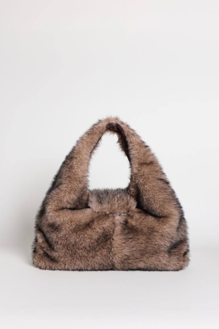 Maxi shopper in tessuto morbido e caldo - BEIGE - Intrend - 3