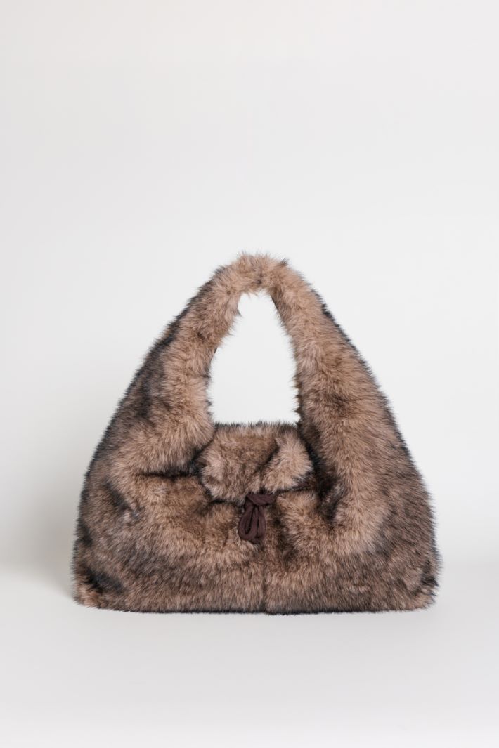 Maxi shopper in tessuto morbido e caldo - BEIGE - Intrend