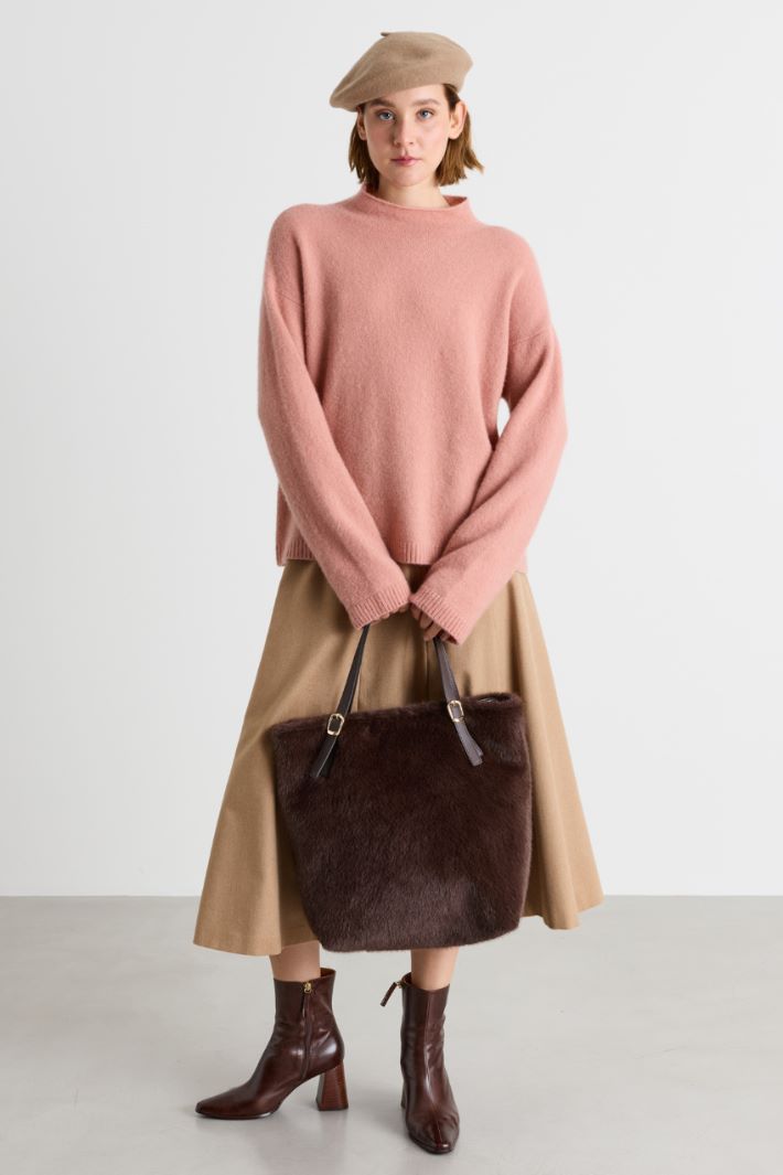 Cosy Fabric Shopper - BROWN - Intrend - 5