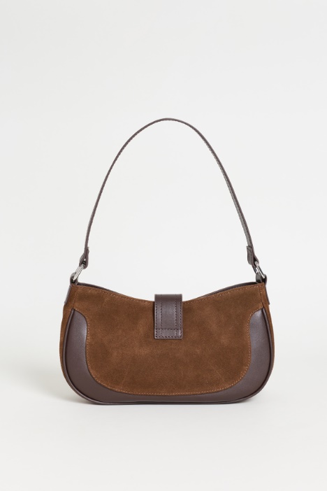 Borsa in pelle scamosciata con frange