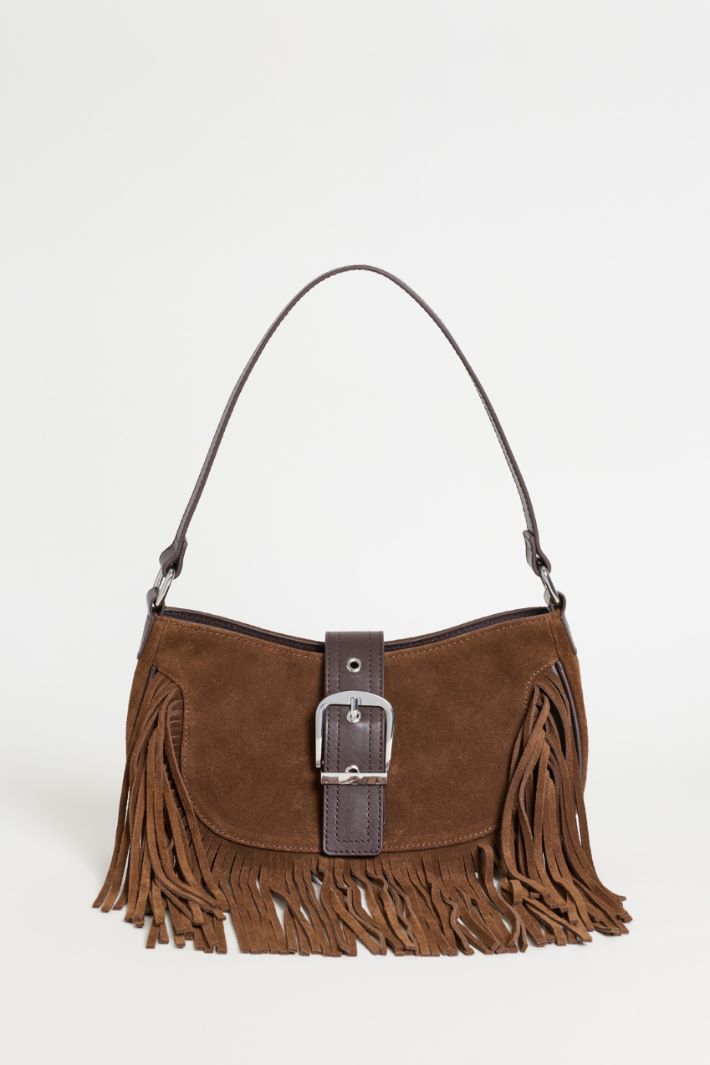 Fringed suede bag - BROWN - Intrend