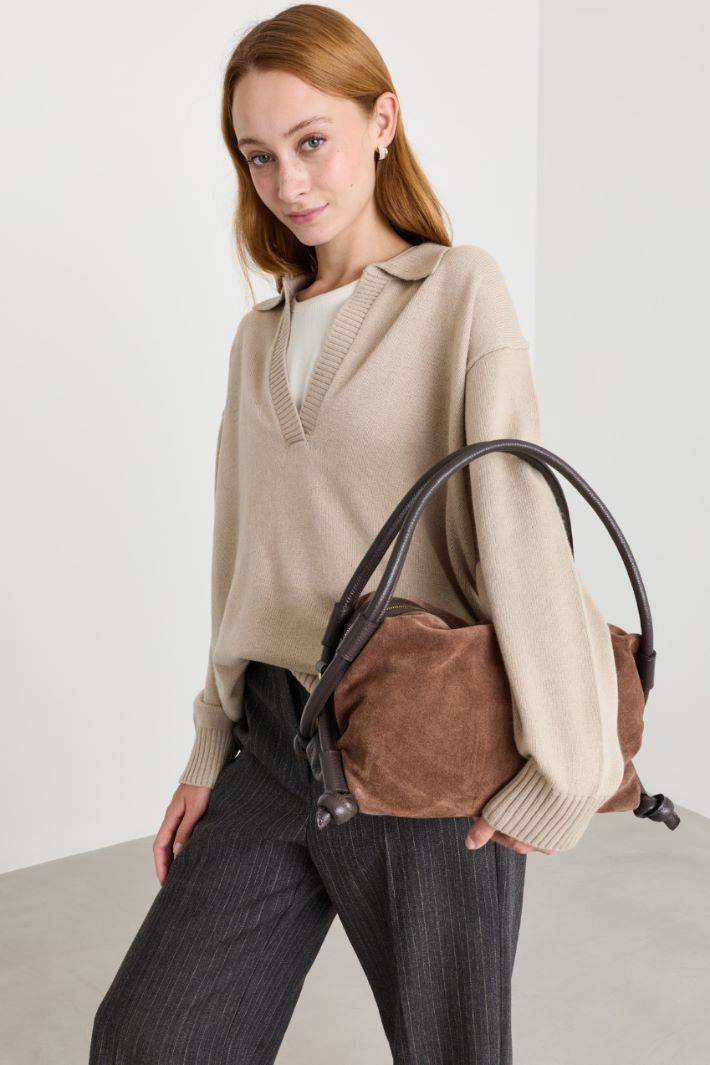 Borsa con doppio manico tubolare - MARRONE - Intrend - 5
