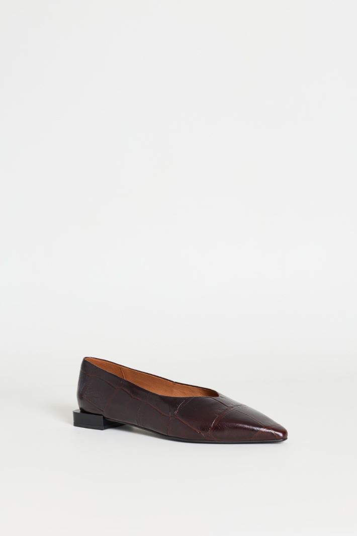 Ballerine in pelle stampa cocco - MARRONE - Intrend - 2