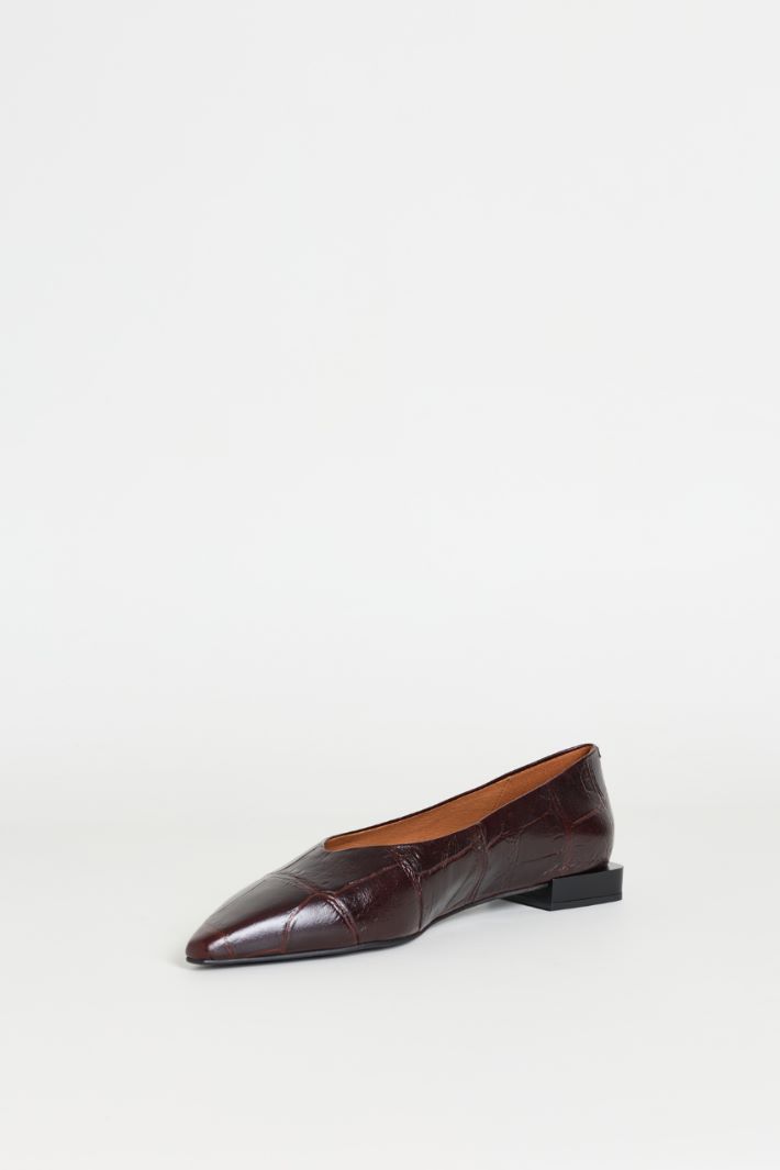 Ballerine in pelle stampa cocco - MARRONE - Intrend - 3
