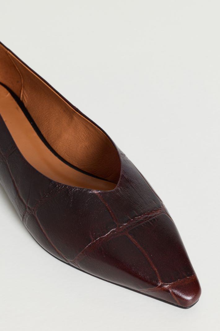 Ballerine in pelle stampa cocco - MARRONE - Intrend - 4