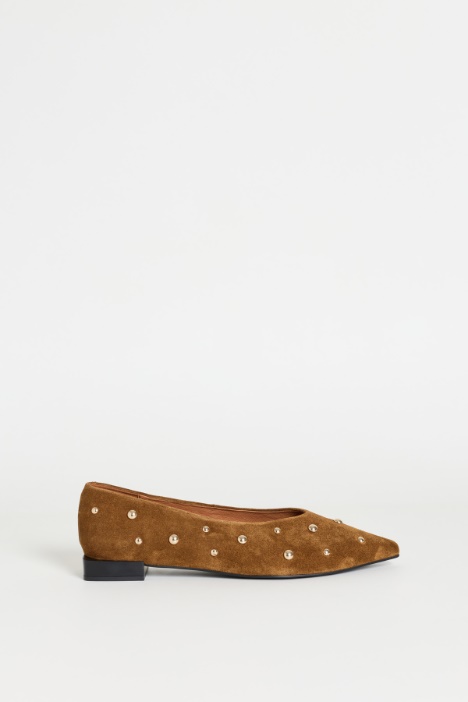 Ballerine in pelle scamosciata con borchie - Intrend