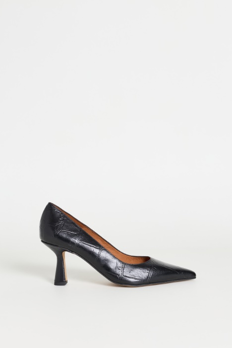 Croc-effect leather pumps - Intrend
