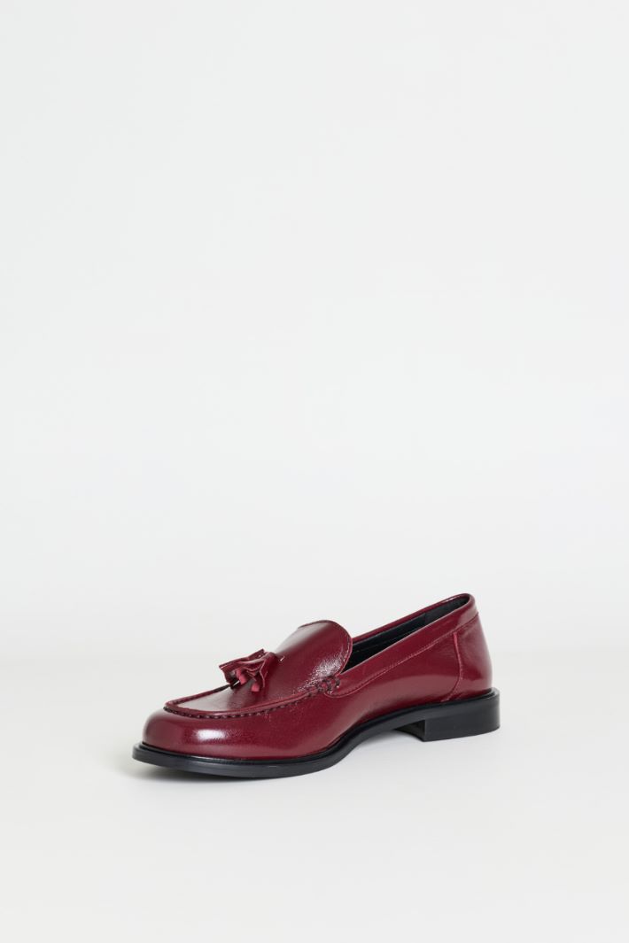 Mocassini in pelle con nappe - BORDEAUX - Intrend - 3