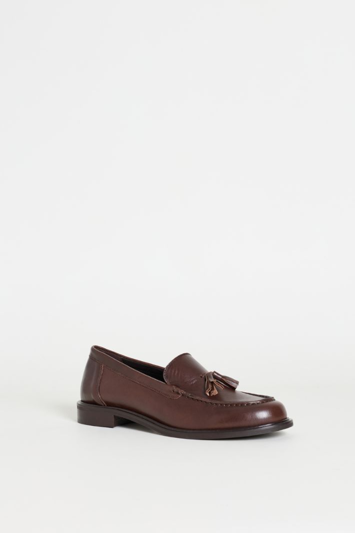 Leather Tassel Loafers - BROWN - Intrend - 2