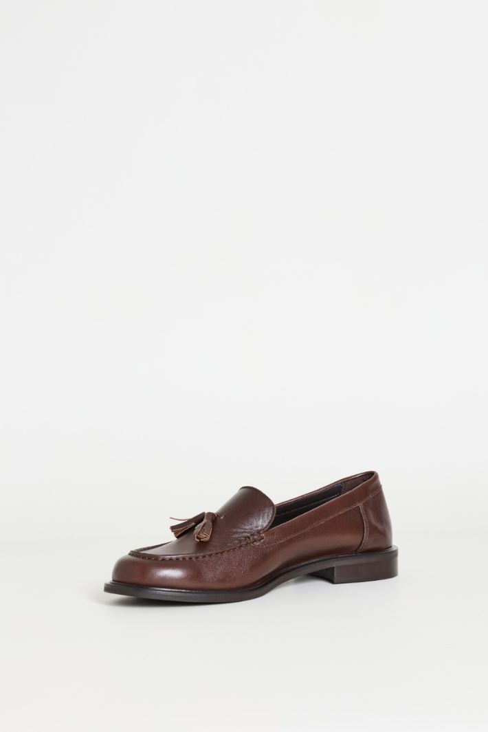 Leather Tassel Loafers - BROWN - Intrend - 3