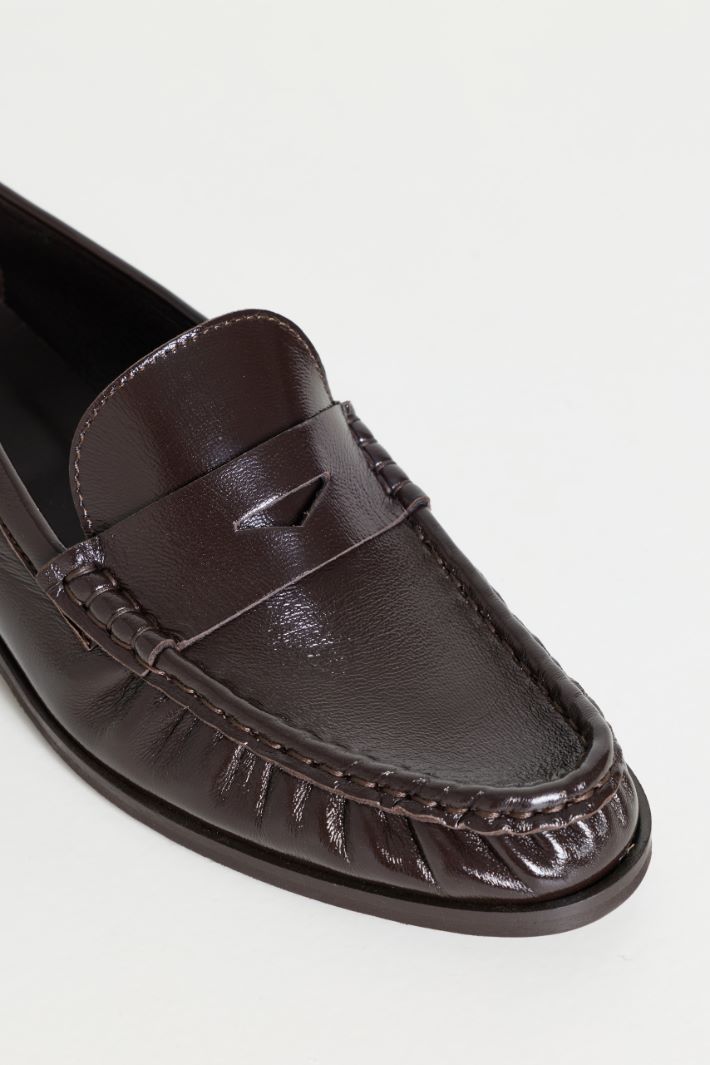 Leather Loafers - BROWN - Intrend - 4