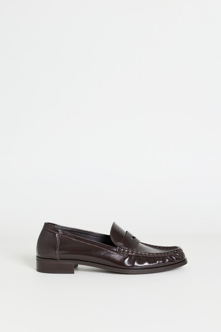 Leather Loafers - BROWN - Intrend