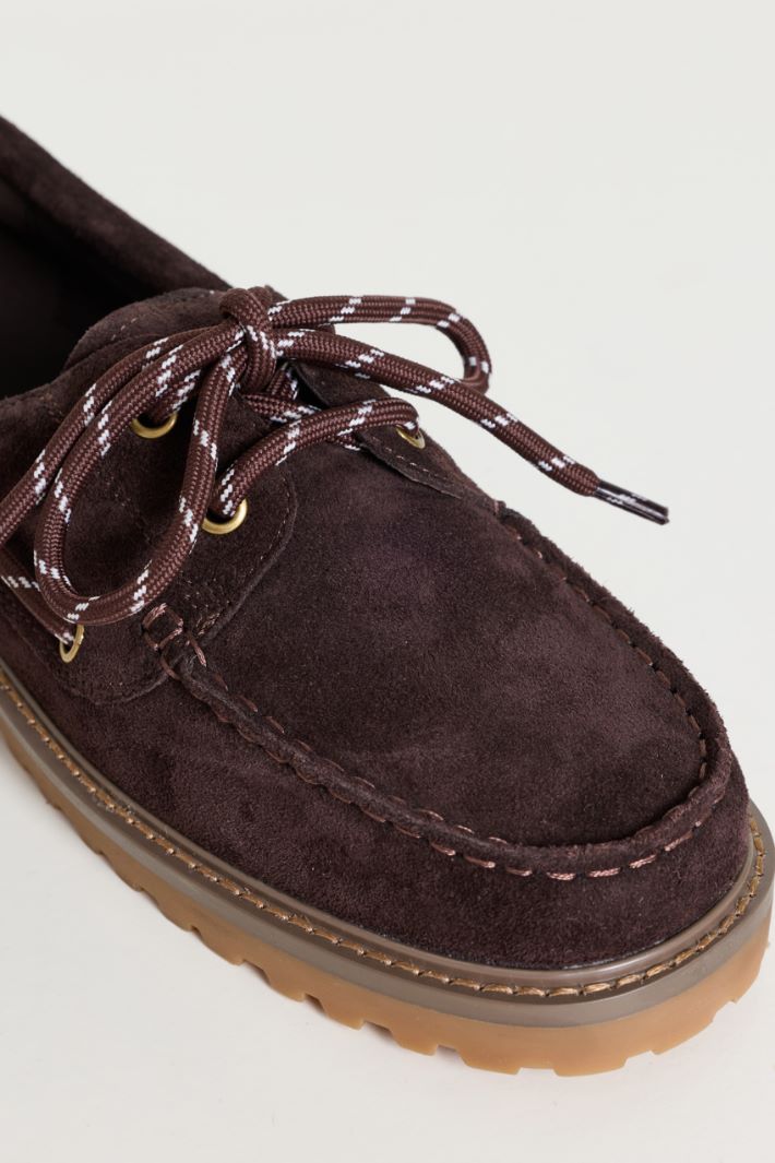 Suede boat shoes - BROWN - Intrend - 4