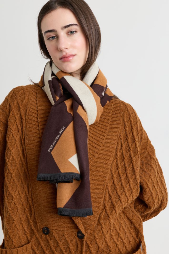 Patterned jacquard stole - BROWN - Intrend - 2