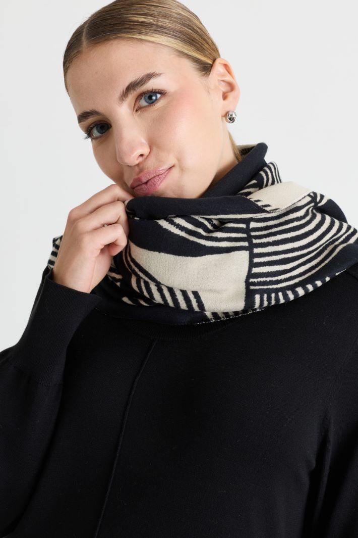 Stola a fantasia jacquard - NERO BEIGE - Intrend - 2