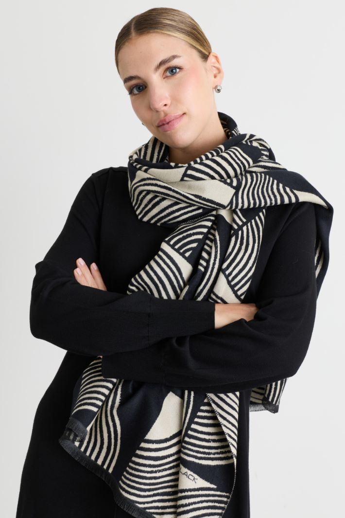 Stola a fantasia jacquard - NERO BEIGE - Intrend