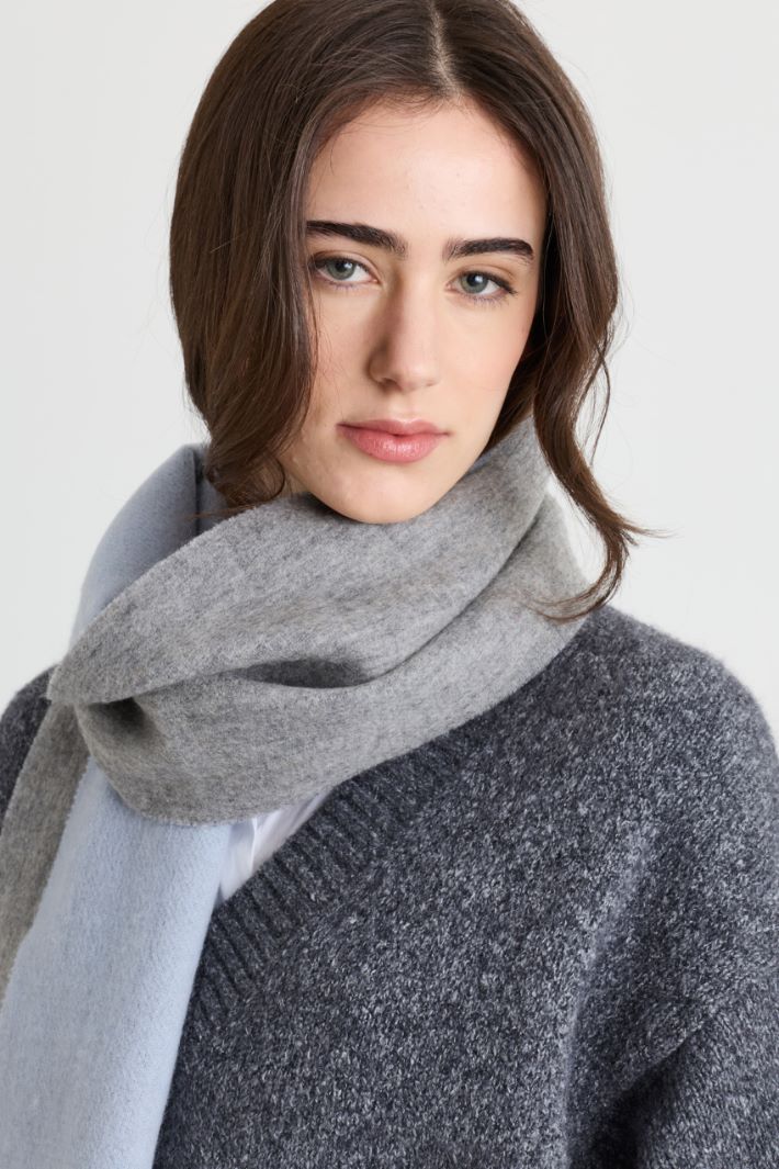 Reversible pure wool scarf - GREY - Intrend - 2