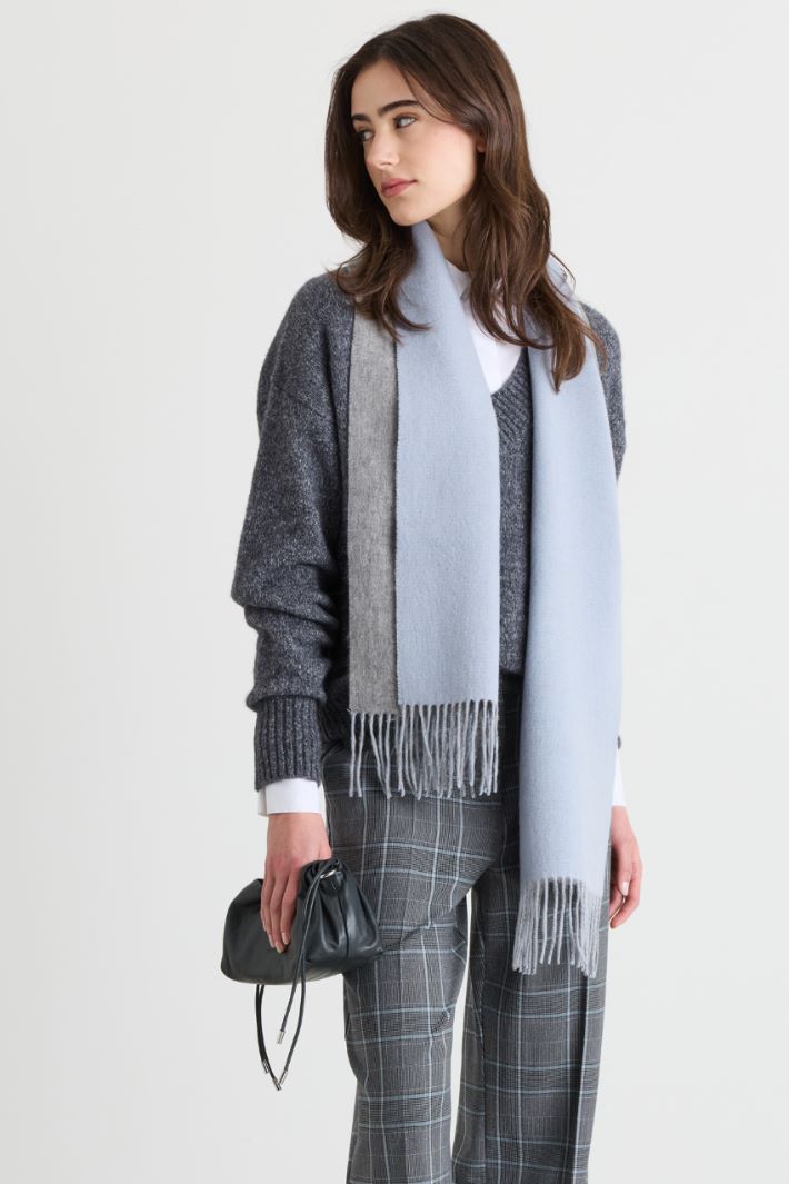Reversible pure wool scarf - GREY - Intrend