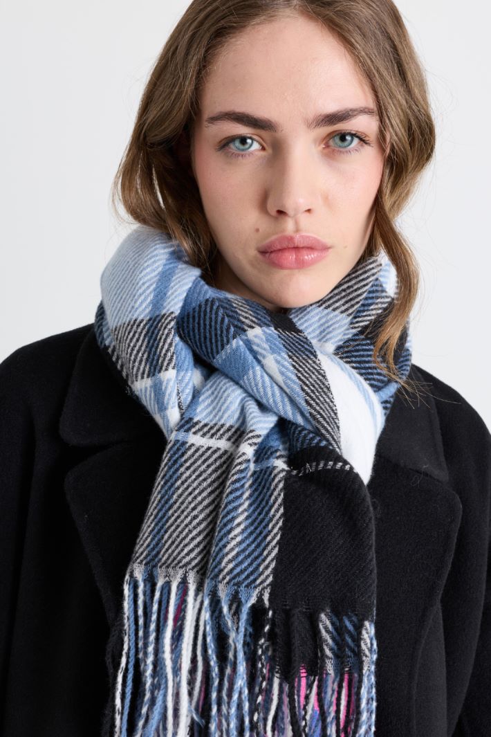 Jacquard-patterned stole - BLUE - Intrend - 2