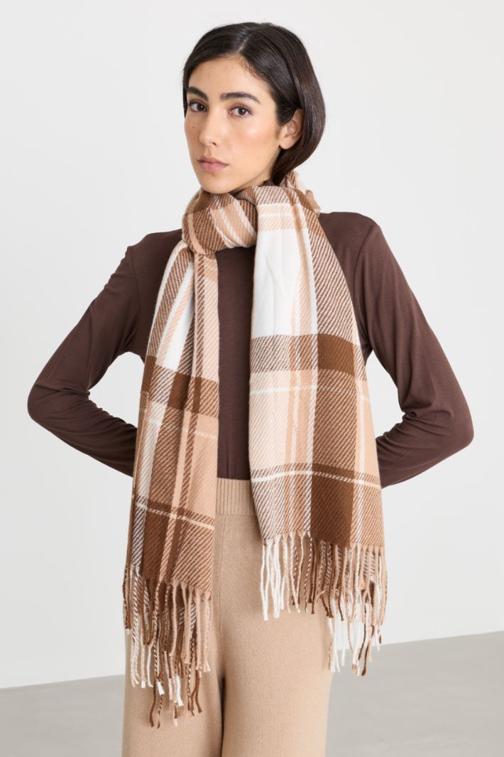 Étole jacquard - CHAMEAU MARRON BLANC - Intrend - 2