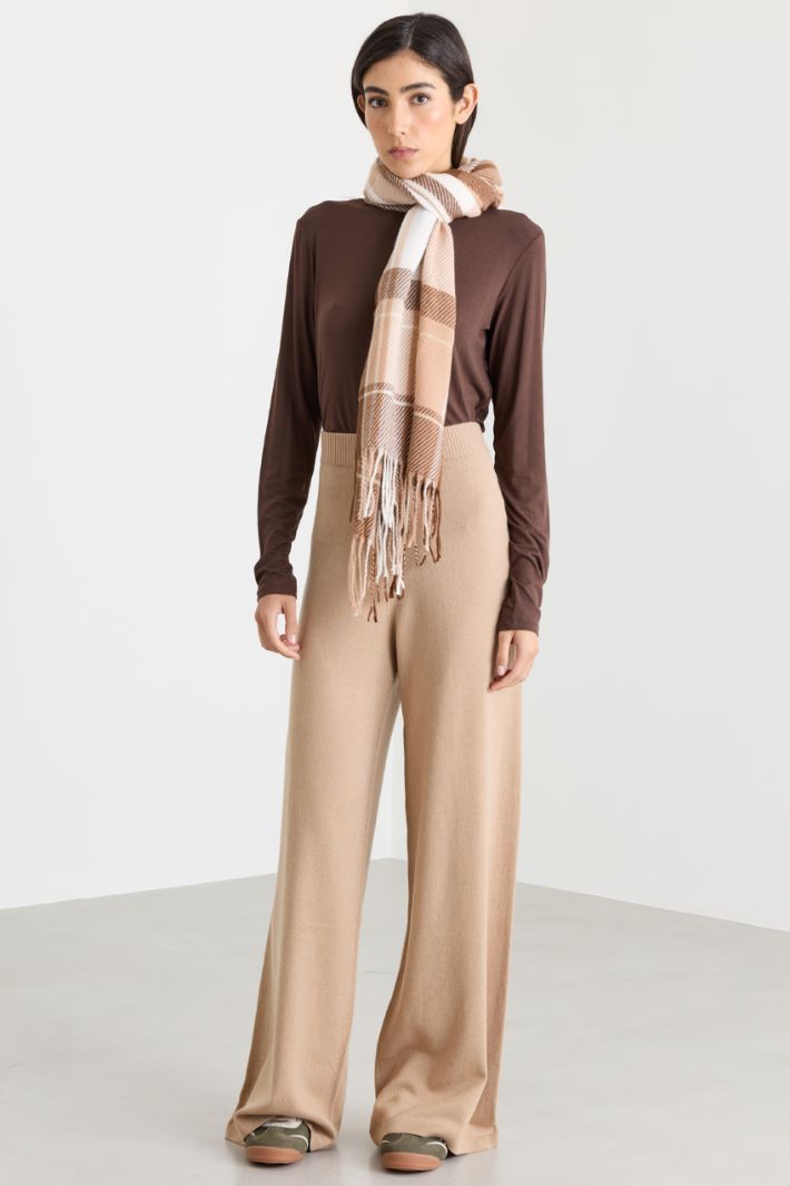 Étole jacquard - CHAMEAU MARRON BLANC - Intrend