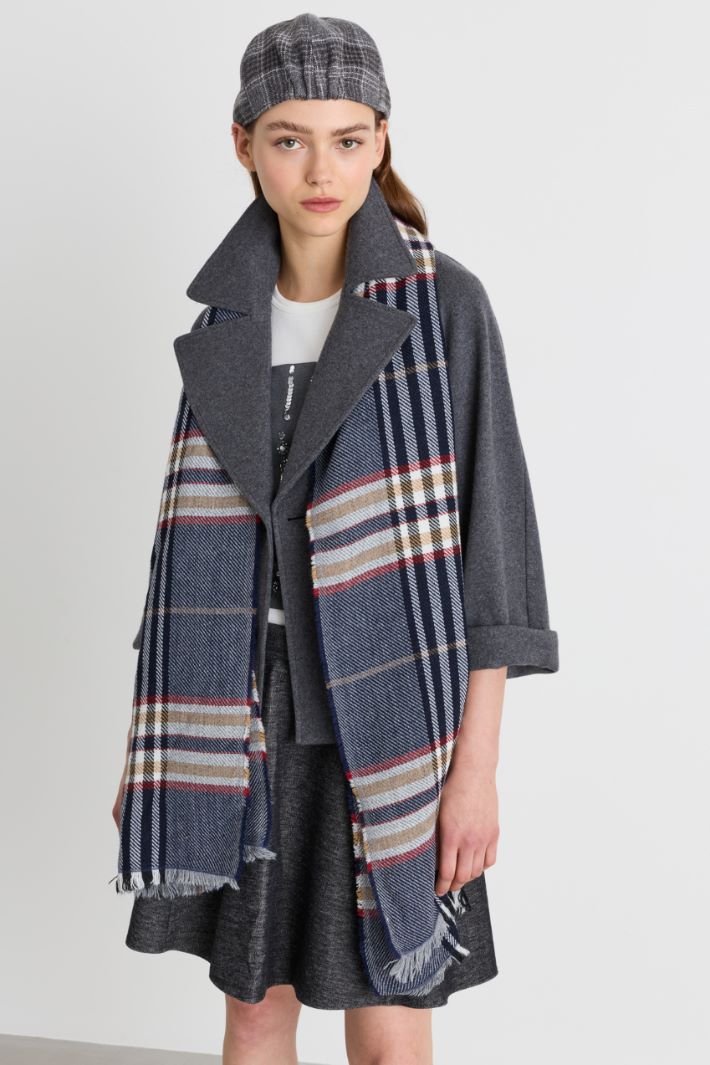 Checked Stole - BLUE - Intrend