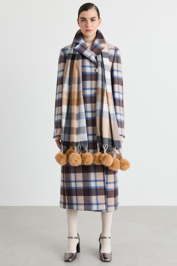 Pom-pom scarf - CAMEL - Intrend