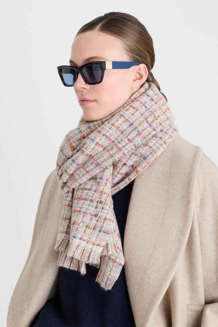 Tweed-effect scarf - BEIGE - Intrend - 2