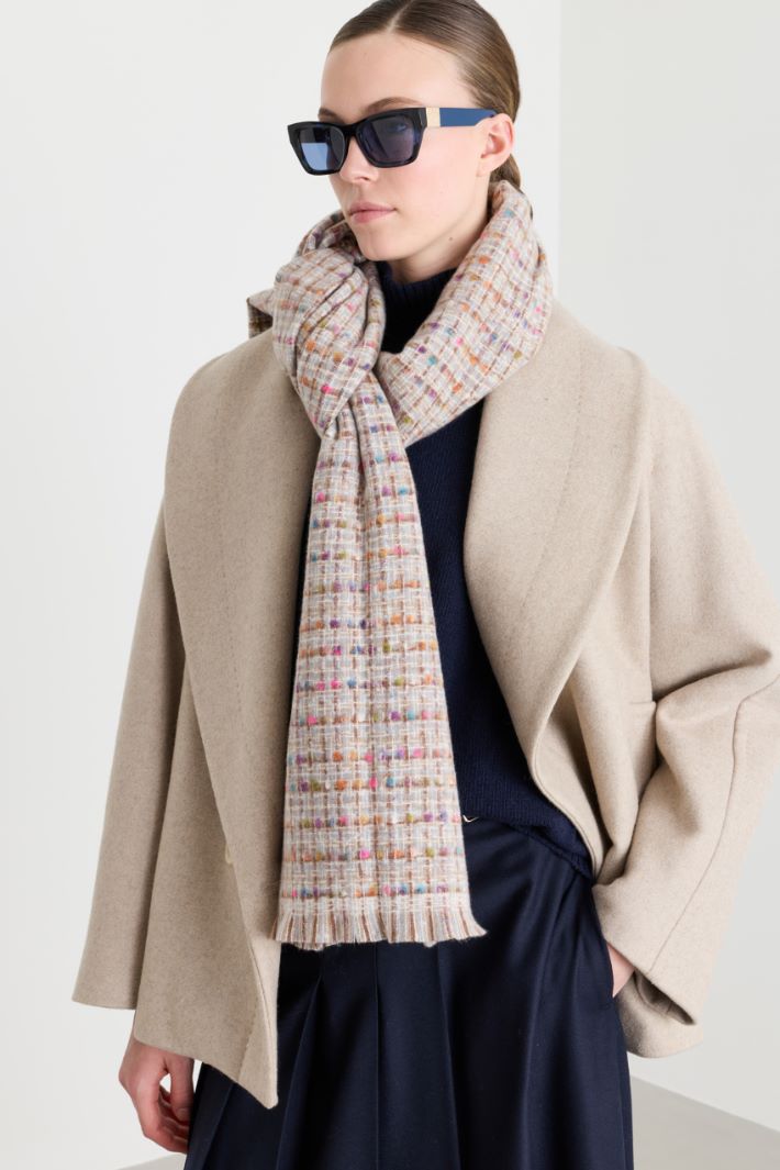 Tweed-effect scarf - BEIGE - Intrend