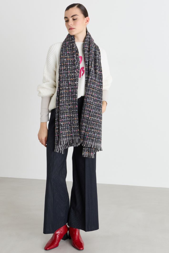 Tweed-effect scarf - BLACK - Intrend - 2