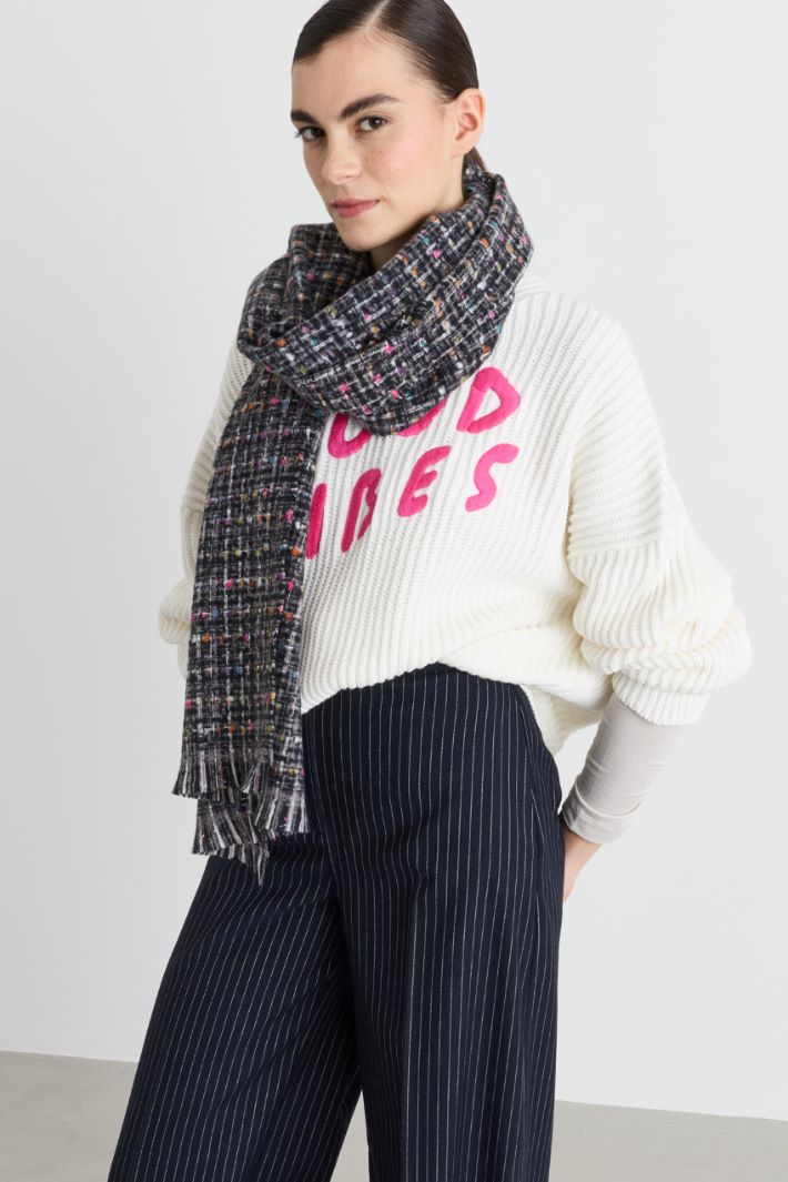 Tweed-effect scarf - BLACK - Intrend