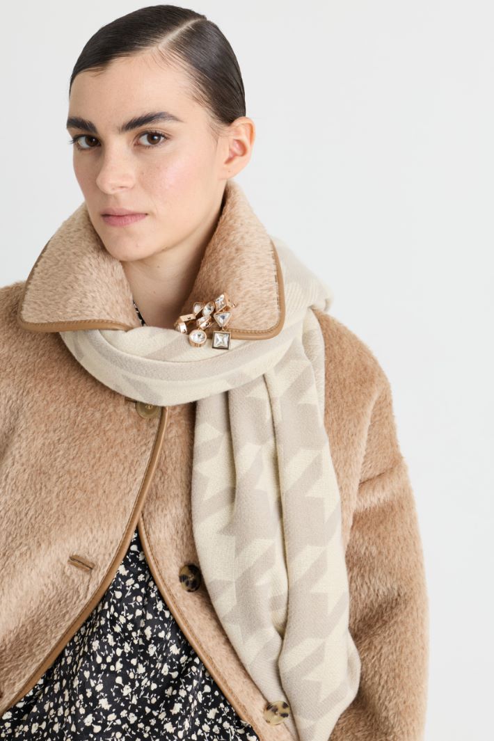 Houndstooth scarf - BEIGE - Intrend - 2