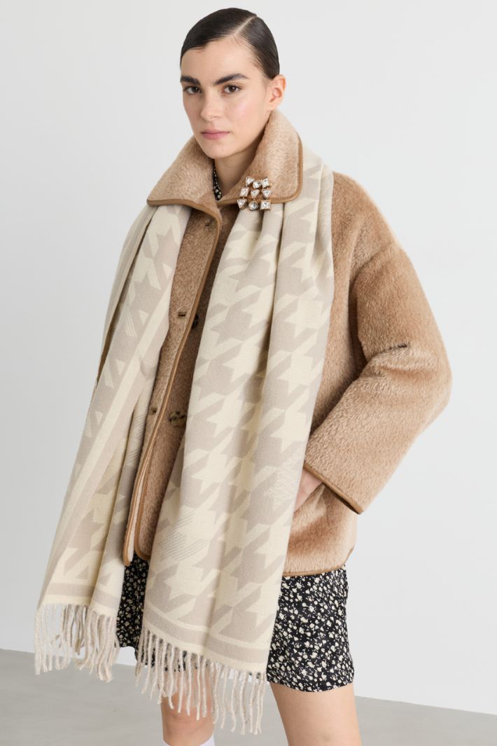 Houndstooth scarf - BEIGE - Intrend