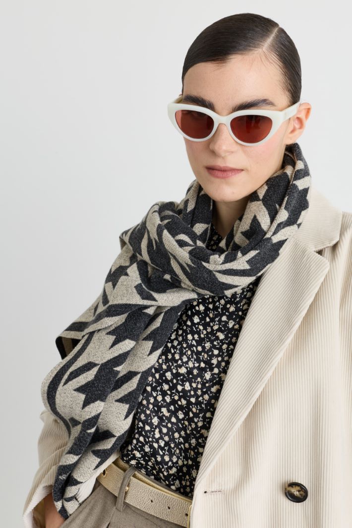 Houndstooth scarf - BLACK - Intrend - 2